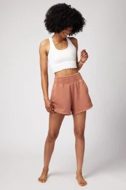 Spiritual Gangster Cotton Dolphin Short -Yoga Sportswear-Spiritual Gangster FA30408003 DEEP RUST 26938