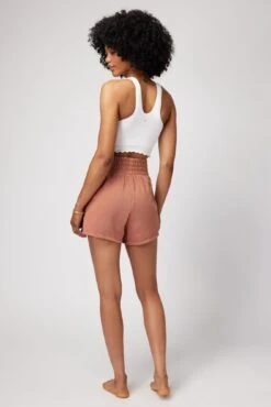 Spiritual Gangster Cotton Dolphin Short -Yoga Sportswear-Spiritual Gangster FA30408003 DEEP RUST 26956