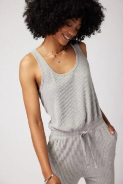 Spiritual Gangster Harmony Rib Jumpsuit -Yoga Sportswear-Spiritual Gangster FA30432004 HGR 26802