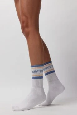 Spiritual Gangster Gratitude Stripe Crew Sock 5 Spiritual Gangster Gratitude Stripe Crew Sock -Yoga Sportswear-Spiritual Gangster FA30491008 WHT 2956