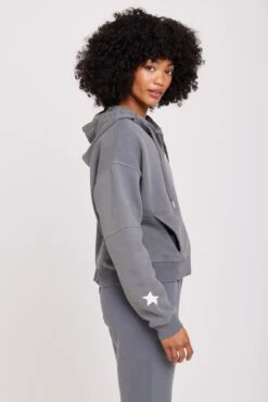 Spiritual Gangster Fleece Hana Stars Zip Hoodie -Yoga Sportswear-Spiritual Gangster HO30422004 HO30409026 SLA 57