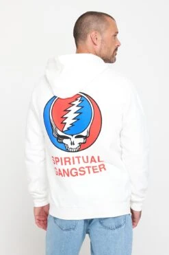 Spiritual Gangster Grateful Dead Lightening Zip Hoodie -Yoga Sportswear-Spiritual Gangster HO30422S12 CRM 43186