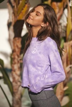 Spiritual Gangster Peace Mazzy Crop Sweatshirt -Yoga Sportswear-Spiritual Gangster SU40417012 CVC 5242