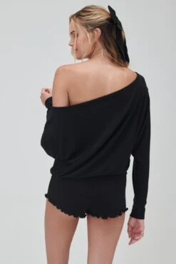 Spiritual Gangster Ballet Rib Banded Hem Vida -Yoga Sportswear-Spiritual Gangster SU40417026 BLK 2