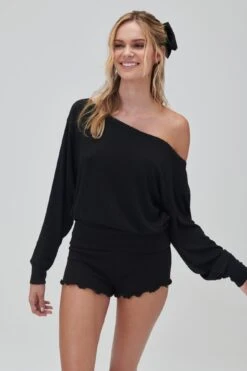 Spiritual Gangster Ballet Rib Banded Hem Vida -Yoga Sportswear-Spiritual Gangster SU40417026 BLK 4