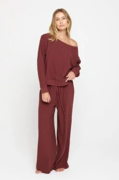 Spiritual Gangster Slub Rib Vida Off Shoulder Pullover -Yoga Sportswear-Spiritual Gangster fa30417005 wbr 43653